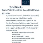 ALLY Shoes Bold Blocks Black Patent Leather Block Heel Pointy Pumps 41.5 9.5 Photo 15