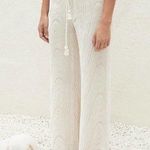 Nanushka Giada Devoree Velvet Silk Blend Flare Leg Belted Creme Pants Size M NWT Size M Photo 0