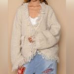 POL Frayed Metallic Cardigan Sweater Photo 6