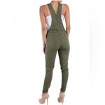 American Bazi Cotton Stretch Skinny Overalls Olive Green 7 Pocket Womens Small Photo 8