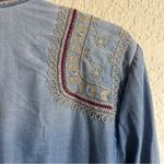 Chico's  Coin Detailed Lightweight Jacket Boho Jean Chambray XLP 3P Embroidered‎ Photo 13