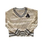 Ultra Flirt  Cream Cable Knit Varsity Sweater with Black “A” Patch Photo 1