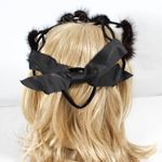 Vintage Avant Garde 1950s Wire & Fur Hat with Bow Union Made Spider Floral Style Black Photo 6