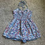 Urban Outfitters Pins and Needles Halter Skirted Romper Blue Floral Summer Large Photo 6