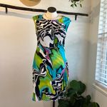Joseph Ribkoff  Wavy Bright Colored Green Dyed Mod Sleeveless Dress Size 14 Photo 10
