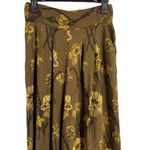 Anthropologie Wide Leg Pants Brown Yellow Floral Lightweight Pleated Maeve 0 Photo 2