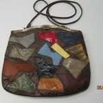 Vintage Original by Caprice Snake Print Patchwork Shoulder Bag USA Made Hippie Brown Photo 2