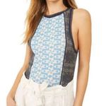 Free People  shirt Too Hot To‎ Handle Retro Tank blue hues Small NWT Photo 0