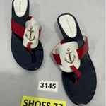 Soft Surroundings Womans 10 C Multicolor Nautical Thong Slip On Sandals NWOT Photo 0