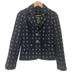 Boden Blazer British Tweed US 4 UK 8 Blue Green Dots 100% Wool Elbow Patch Photo 0