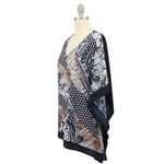 Chico's NWT Animal Geo Print V-neck Paula Poncho Top Navy Blue S/M Photo 1