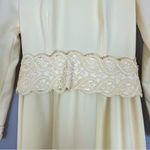 Vintage 1970s Wedding Dress Lace Belt Long Veil Handmade Cream Pale Yellow Retro Photo 3
