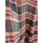 Free People  Top Loose Oversized Long Sleeve Plaid Size Small V Neck Bohemian Photo 5