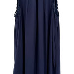 Maeve  Anthropologie Navy Sleeveless Fringe Hem Shift Dress Blue Trim Size 6 Photo 0