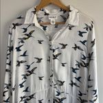 FOR THE REPUBLIC  Size XL white button-down long sleeve dress with a bird print Photo 3