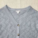 Sincerely Jules | Blue Wavy Knit Cropped Cardigan | Large Photo 2