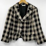 Coldwater Creek Houndstooth Blazer Chenille Jacket Black Size 12 Petite Womens Photo 0