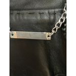 White House | Black Market WHBM Black Genuine Leather Jacket Ruffle Collar Front Seam Detail Women Medium Photo 9