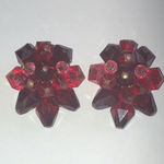 Germany Vintage Pink Red Cluster Beads Clip On Earrings Photo 4