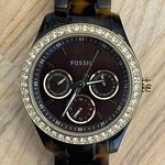 Fossil Ladies Watch Crystal Accents Bronze Copper Dial Tortoise Shell Bracelet Photo 0