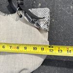 Francesco Biasia Linen Baguette Bag Snakeskin Trim Convertible Strap Tan Photo 9