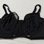 Cacique  42DDD Unlined Balconette Bra Underwire Black Lace & Mesh Velvet Accent Photo 0