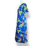 Vintage Made In Hawaii Maxi Dress Blue White Tropical Floral Lace Flutter Sleeve Size M Photo 4