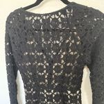 Free People  Back to Black Crochet Lace Bell Sleeve Mini Dress Black Size 2 Photo 8