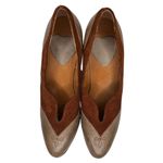 Latigo Anthropologie  Hayden Brown Suede & Leather Pumps with Wood Heel Size 7.5 Photo 2