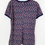 Lauren by Ralph Lauren Blue Geometric Crew Neck Short Sleeve Knit Top Medium Photo 2