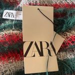 ZARA NWT Striped Crop Sweater - Green/Red/Gold Shimmer Knit Open Stich M/L Photo 7