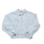 Vintage Madonna Satin Embroidered Space Detail Cream Bomber Jacket Cropped Med Photo 1