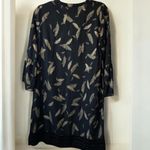 Johnny Was Silk-Blend Dress with gold feather print w/ velvet bottom NWT Photo 3