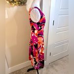 Trina Turk Alder Stretch Jersey Watercolor Bateau Neck Midi Dress Womens Sz 12🧡 Photo 2