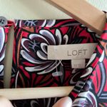 Loft  Ann Taylor Red Purple Floral Pattern Shift Dress Womens Size XS Long Sleeve Photo 2