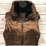 Brown faux fur lined belted puffer vest Women's Size S Small NWT Photo 2