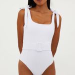 Beach Riot New  Anthropologie Sydney One Piece Belted Swimsuit Size XS White $188 Photo 3