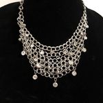 Rhinestone adjustable Bib Necklace w/ Earrings Silver Photo 7