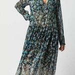 Free People Bohemian See it through Maxi Dress Twilight Floral Small Retro 70s Photo 0