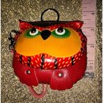 Aloha Hawaii Genuine Leather Red Yellow Owl Coin Purse Wristlet Keyring OS Photo 7