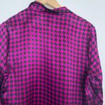 Fleur Du Mal Houndstooth Patterned Button Down Top Womens Small Violet Pink Photo 11