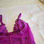 Victoria's Secret Victoria’s Secret 32D Floral Embroidered Quarter Cup Corset Top Purple NWOT Photo 9