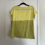 Gap Women's Cap Sleeve Medium Basic T Shirt Yellow White Grey Stripes. Photo 1