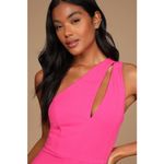 Lulus NWT  So Flirty Hot Pink One-Shoulder Cutout Asymmetrical Dress Cocktail XL Photo 2