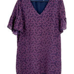 Madewell Size 14 Blouse Purple Pink Silk Floral Bell Sleeve Formal Workwear Photo 0