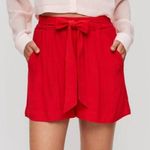 Aritzia Wilfred Georgette High Waist Tie Pleated Shorts in Red Women's S Photo 0