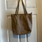 Antik Kraft Tan Faux Leather Tote Bag Whipstitch Detail Zipper Pocket Photo 12