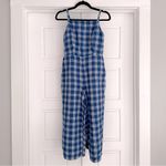 Old Navy  Blue Plaid Linen Blend Jumpsuit - Size Small Photo 1