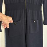 Vintage Rena Lange Navy Blue Jumpsuit Classic Logo Gold Buttons Zip Up Size 40 Size M Photo 3