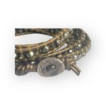 Chan Luu new 𖦹 Faceted Pyrite Crystal Stones 5 Wrap Bracelet 𖦹 Chestnut Leather Photo 9